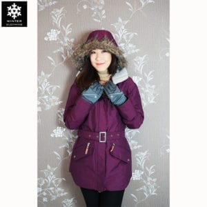 เช่าเสื้อกันหนาว coat columbia สีม่วง waterproof omni_heat fur เช่าชุดกันหนาว xs