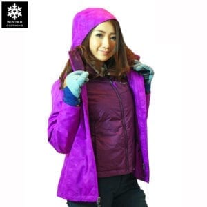 เช่าเสื้อกันหนาว columbia waterproof สกี เที่ยวต่างประเทศ สีม่วง jacket เช่าชุดกันหนาว omni heat adventure