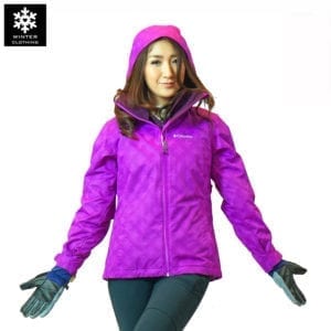 เช่าเสื้อกันหนาว columbia waterproof สกี เที่ยวต่างประเทศ สีม่วง jacket เช่าชุดกันหนาว omni heat adventure