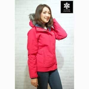 เช่าเสื้อกันหนาว Jacket columbia สีแดง waterproof omni heat fur เช่าชุดกันหนาว s