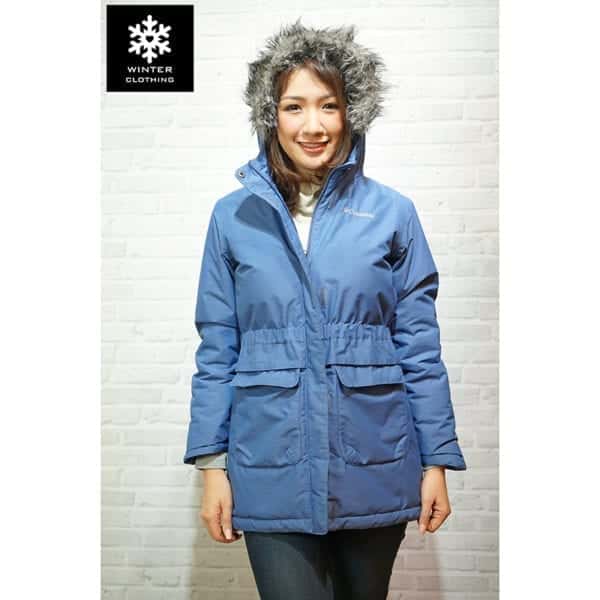 เช่าเสื้อกันหนาว columbia waterproof สกี เที่ยวต่างประเทศ สีฟ้า fur เช่าชุดกันหนาว omni heat