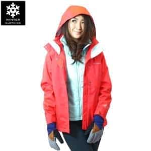 เช่าเสื้อกันหนาว columbia waterproof สกี เที่ยวต่างประเทศ สีแดง jacket เช่าชุดกันหนาว omni heat adventure