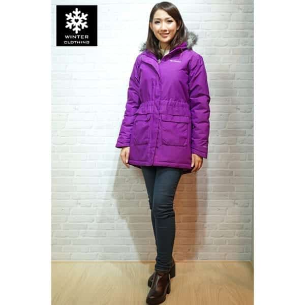 เช่าเสื้อกันหนาว columbia waterproof เฟอร์ เที่ยวต่างประเทศ สีม่วง เสื้อโค๊ท เช่าชุดกันหนาว omni heat