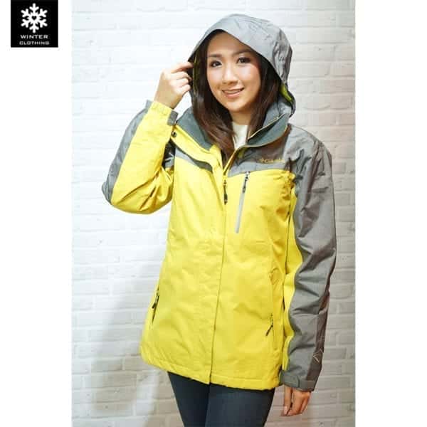 เช่าเสื้อกันหนาว Jacket Columbia สีมเหลือง waterproof เช่าชุดกันหนาว เที่ยวต่างประเทศ