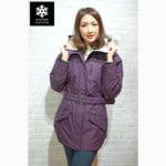 เช่าเสื้อกันหนาว เสื้อโค้ท Columbia สีม่วง waterproof เช่าชุดกันหนาว เที่ยวต่างประเทศ