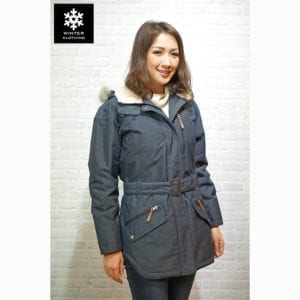 เช่าเสื้อกันหนาว เสื้อโค้ท Columbia สีเทา waterproof เช่าชุดกันหนาว เที่ยวต่างประเทศ