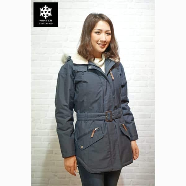 เช่าเสื้อกันหนาว เสื้อโค้ท Columbia สีเทา waterproof เช่าชุดกันหนาว เที่ยวต่างประเทศ