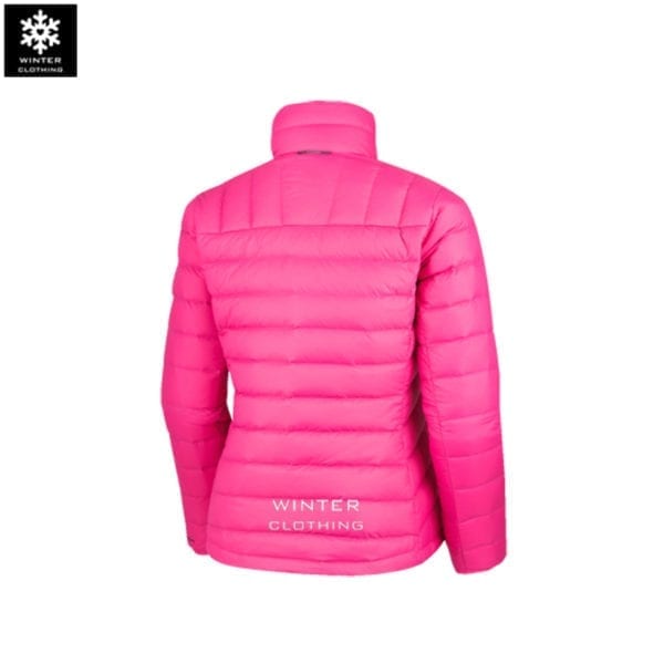 เช่าเสื้อกันหนาว Jacket Columbia สีชมพู ขนเป็ด waterproof เช่าชุดกันหนาว เที่ยวต่างประเทศ