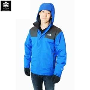 เช่าเสื้อกันหนาว Jacket north face สีน้ำเงิน gore tex waterproof เช่าชุดกันหนาว เที่ยวต่างประเทศ