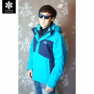 เช่าเสื้อกันหนาว Jacket north face สีฟ้า waterproof เช่าชุดกันหนาว เที่ยวต่างประเทศ เช่าเสื้อกันหนาวคนอ้วน