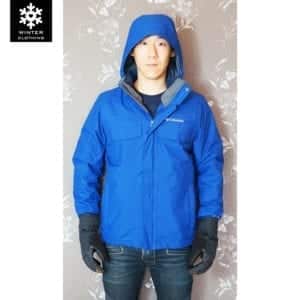 เช่าเสื้อกันหนาว Jacket Columbia สีน้ำเงิน waterproof เช่าชุดกันหนาว เที่ยวต่างประเทศ omni heat 2layer