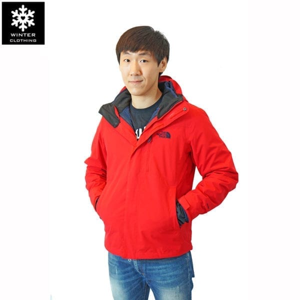 เช่าเสื้อกันหนาว Jacket north face สีแดง waterproof เช่าชุดกันหนาว เที่ยวต่างประเทศ