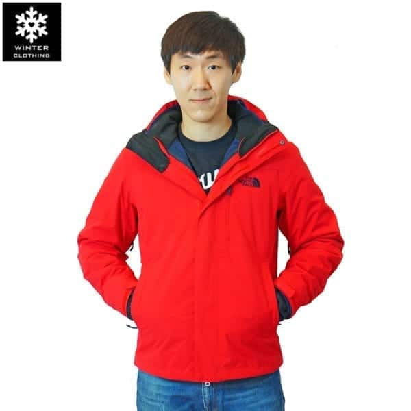 เช่าเสื้อกันหนาว Jacket north face สีแดง waterproof เช่าชุดกันหนาว เที่ยวต่างประเทศ