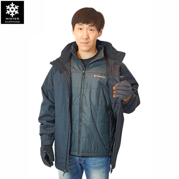 เช่าเสื้อกันหนาว Jacket columbia สีดำ waterproof omni_heat เช่าชุดกันหนาว เที่ยวต่างประเทศ