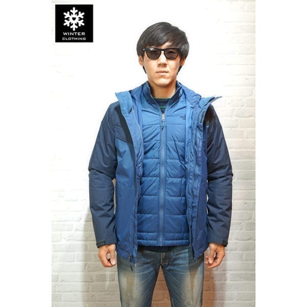 เช่าเสื้อกันหนาว Jacket northface สีน้ำเงิน waterproof เช่าชุดกันหนาว เที่ยวต่างประเทศ