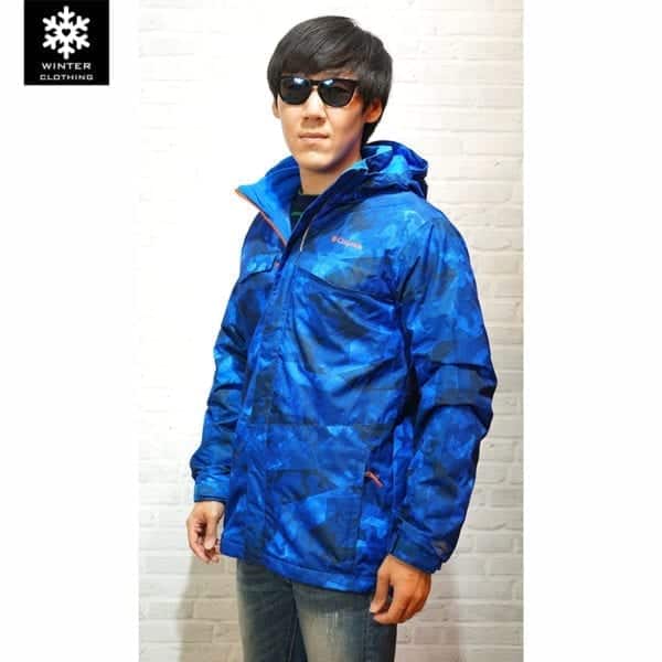 เช่าเสื้อกันหนาว Jacket columbia สีน้ำเงิน waterproof omni_heat เช่าชุดกันหนาว เที่ยวต่างประเทศ