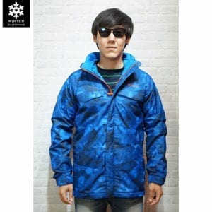 เช่าเสื้อกันหนาว Jacket columbia สีน้ำเงิน waterproof omni_heat เช่าชุดกันหนาว เที่ยวต่างประเทศ