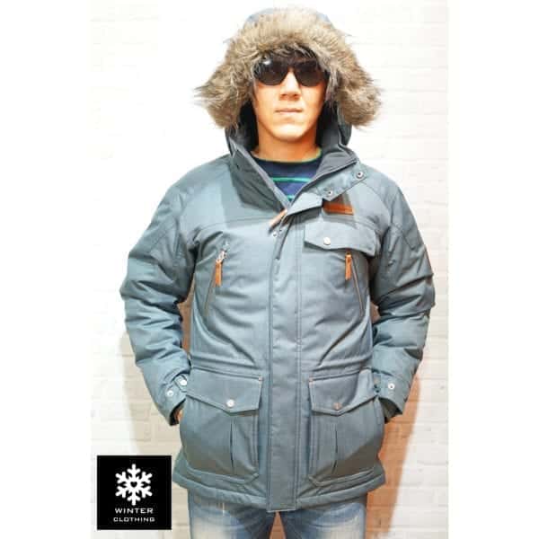 เช่าเสื้อกันหนาว Coat Columbia สีเทา ขนเป็ด waterproof เช่าชุดกันหนาว เที่ยวต่างประเทศ