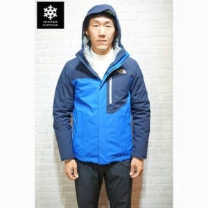 เช่าเสื้อกันหนาว Jacket north face สีน้ำเงิน waterproof เช่าชุดกันหนาว เที่ยวต่างประเทศ