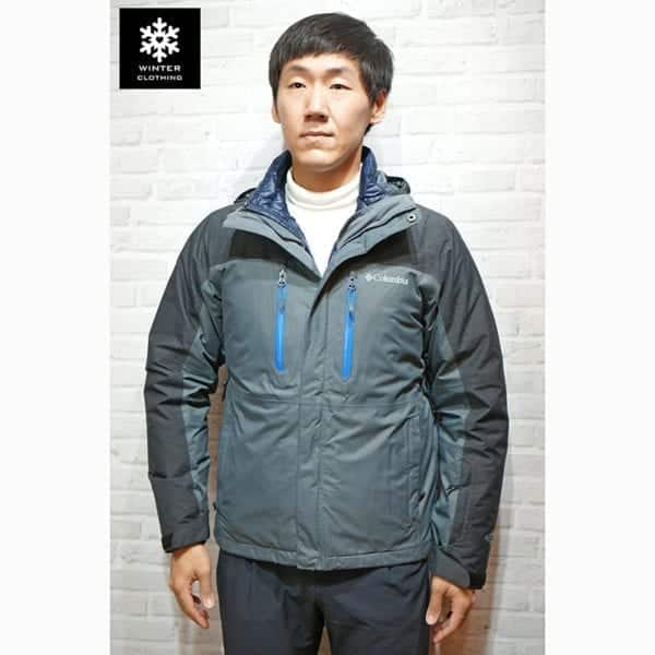 เช่าเสื้อกันหนาว Jacket Columbia สีเทา ขนเป็ด waterproof เช่าชุดกันหนาว เที่ยวต่างประเทศ