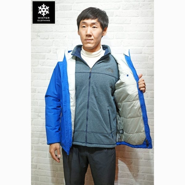 เช่าเสื้อกันหนาว Jacket north face สีน้ำเงิน waterproof เช่าชุดกันหนาว เที่ยวต่างประเทศ