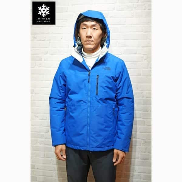 เช่าเสื้อกันหนาว Jacket north face สีน้ำเงิน waterproof เช่าชุดกันหนาว เที่ยวต่างประเทศ