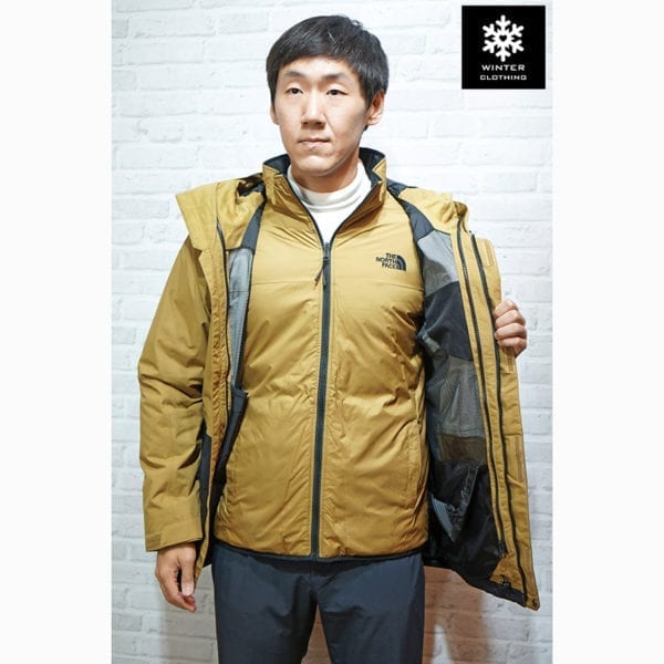 เช่าเสื้อกันหนาว Jacket north face สีน้ำตาล waterproof เช่าชุดกันหนาว เที่ยวต่างประเทศ