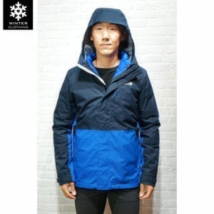 เช่าเสื้อกันหนาว Jacket North face สีน้ำเงิน ขนห่าน waterproof เช่าชุดกันหนาว เที่ยวต่างประเทศ