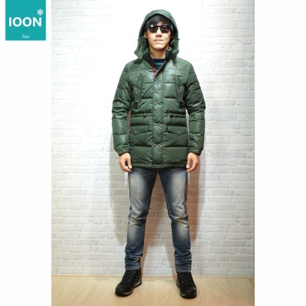 เช่าเสื้อกันหนาว ฺbossini เที่ยวต่างประเทศ สีเขียว ขนเป็ด เช่าชุดกันหนาว fashion อุณหภูมิติดลบ