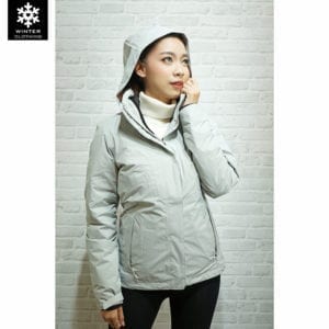 เช่าเสื้อกันหนาว Jacket North face สีเทา ขนห่าน waterproof เช่าชุดกันหนาว เที่ยวต่างประเทศ
