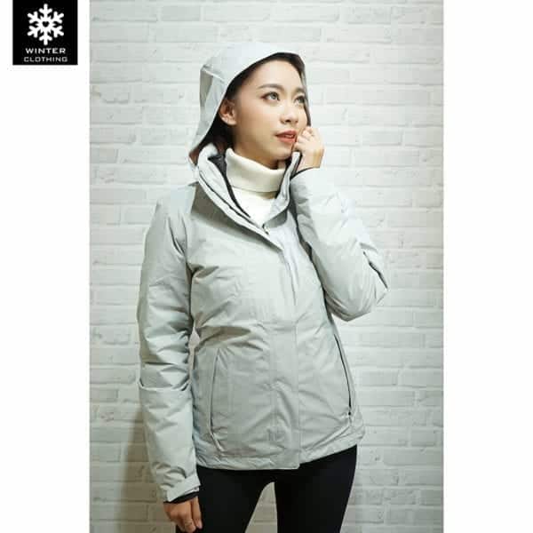 C-FJ062 เช่าเสื้อกันหนาว 4 800P เช่าเสื้อกันหนาว Jacket North face สีเทา ขนห่าน waterproof เช่าชุดกันหนาว เที่ยวต่างประเทศ