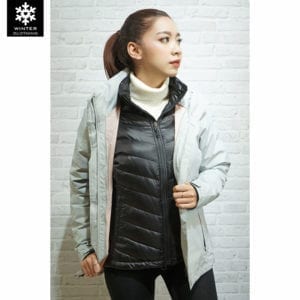 เช่าเสื้อกันหนาว Jacket North face สีเทา ขนห่าน waterproof เช่าชุดกันหนาว เที่ยวต่างประเทศ