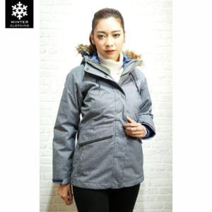 เช่าเสื้อกันหนาว coat Columbia สีเทา ขนเป็ด waterproof เช่าชุดกันหนาว เที่ยวต่างประเทศ