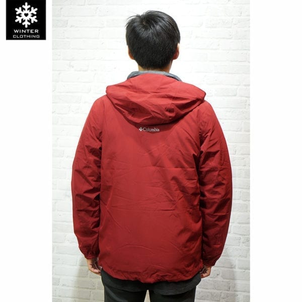 เช่าเสื้อกันหนาว Jacket Columbia สีแดง ขนเป็ด waterproof เช่าชุดกันหนาว เที่ยวต่างประเทศ