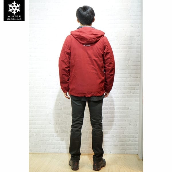 เช่าเสื้อกันหนาว Jacket Columbia สีแดง ขนเป็ด waterproof เช่าชุดกันหนาว เที่ยวต่างประเทศ