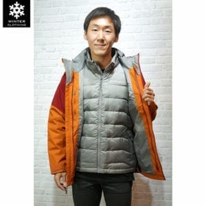 เช่าเสื้อกันหนาว Jacket Columbia สีเหลือง ขนเป็ด waterproof เช่าชุดกันหนาว เที่ยวต่างประเทศ