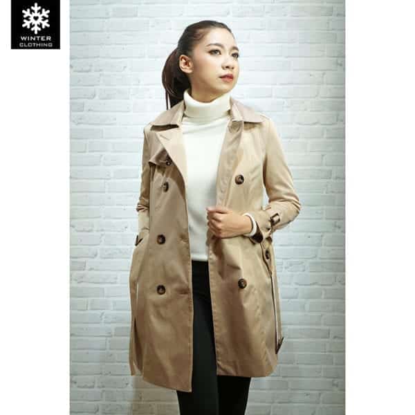 เช่าเสื้อกันหนาว ounhuan เสื้อโค้ท trench coat เที่ยวต่างประเทศ สีน้ำตาลเช่าชุดกันหนาว fashion