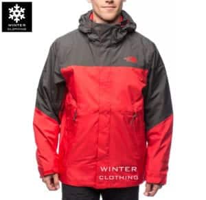 เช่าเสื้อกันหนาว Jacket northface สีเแดง Gore Tex waterproof เช่าชุดกันหนาว เที่ยวต่างประเทศ ขนห่าน