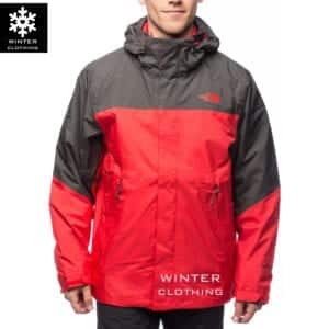 เช่าเสื้อกันหนาว Jacket northface สีเแดง Gore Tex waterproof เช่าชุดกันหนาว เที่ยวต่างประเทศ ขนห่าน