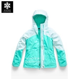 เช่าเสื้อกันหนาว Jacket north face สีฟ้า waterproof เช่าชุดกันหนาว เที่ยวต่างประเทศ