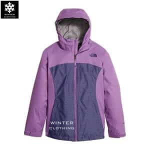 เช่าเสื้อกันหนาว Jacket north face สีม่วง waterproof เช่าชุดกันหนาว เที่ยวต่างประเทศ