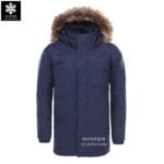 เช่าเสื้อกันหนาว Jacket north face น้ำเงิน waterproof เช่าชุดกันหนาว เที่ยวต่างประเทศ